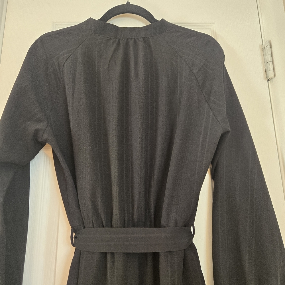🖤 NEED Black Faux Wrap Maxi Dress Cinched Waist Pockets Size Large - Picture 14 of 17